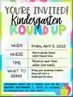 Kindergarten Roundup, Friday, April 3, 2020!